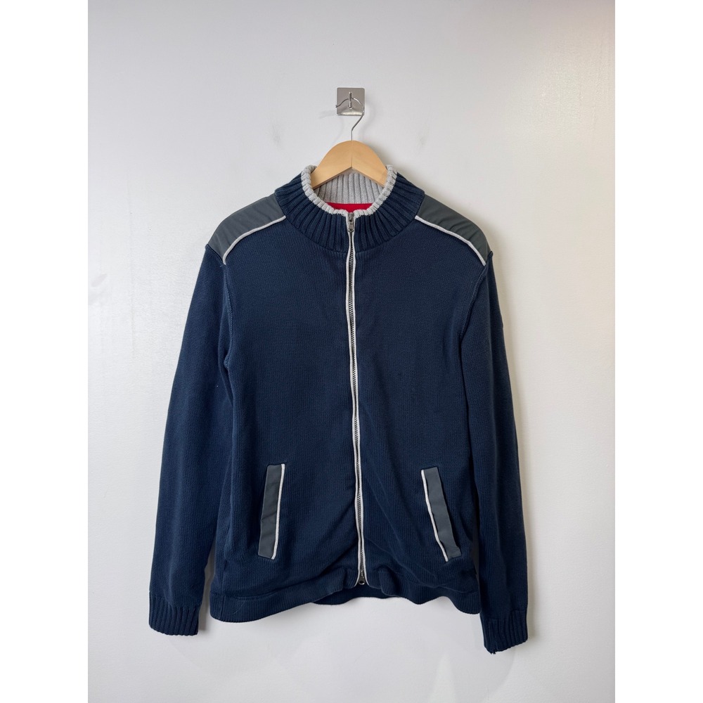 Holebrook Sweden Women Blue Full Zip Windproof Knit Cardigan Sweater Medium
